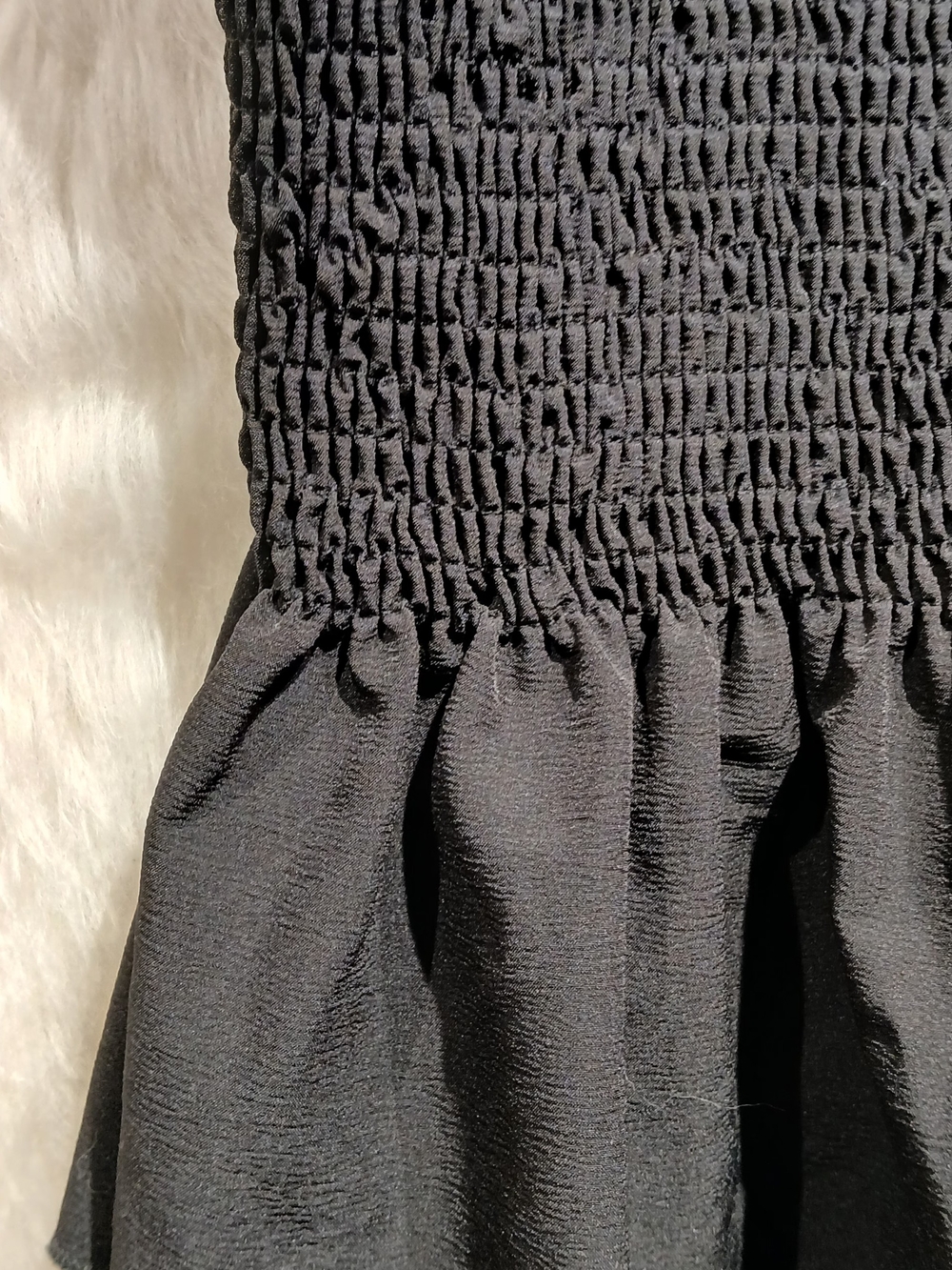 Smocked Black Ruffle Peplum Crop Top - Picture 3 of 7